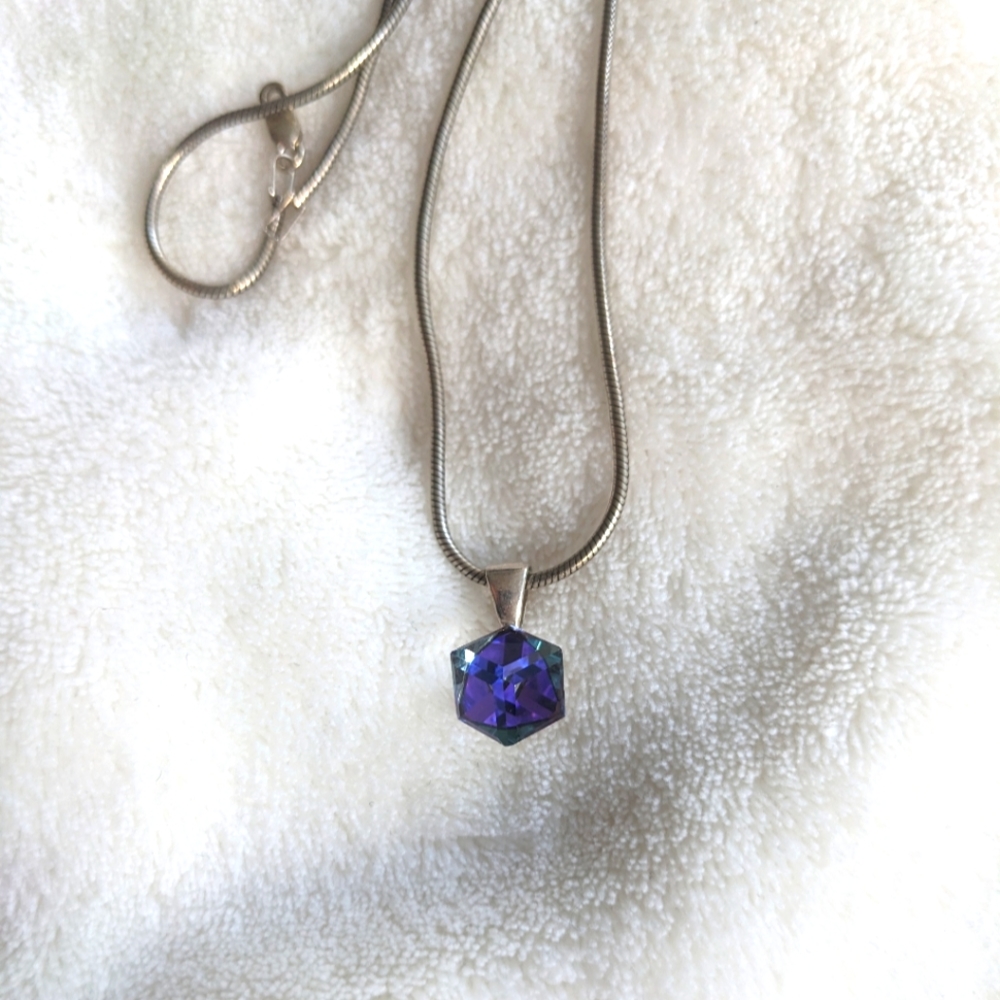 Purple crystal 925 silver necklace